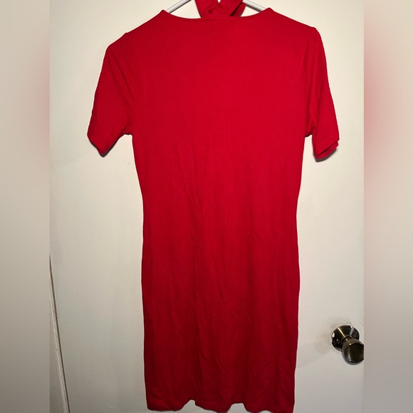 FOREVER 21 RED CHOKER BODYCON DRESS - Picture 3 of 4